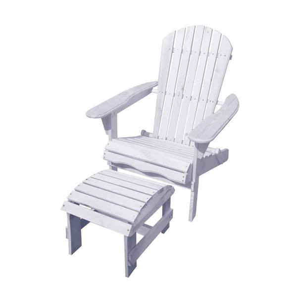 Conservatorio 27 in. Adirondack Chair with Ottoman, White CO2690310